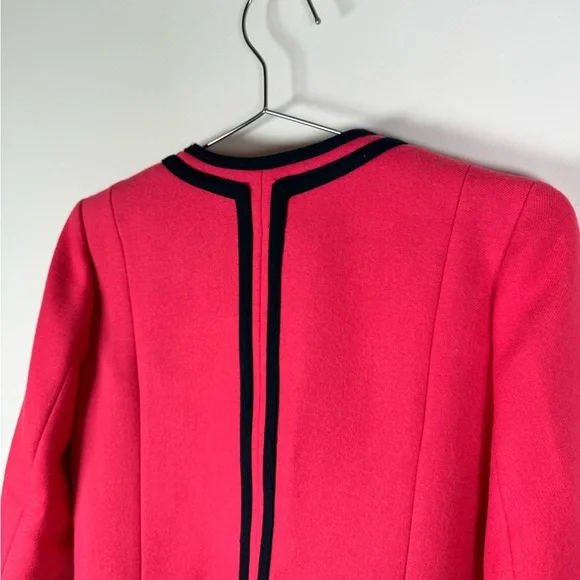 J.Crew Wool Lady Jacket in Bright Berry with Navy Trim - Picture 4 of 9